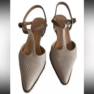 Sundance gray leather pointed stacked heel ankle strap Shoes 36 Spain